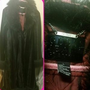 Long Black Guess fur coat